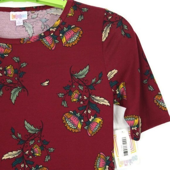 LuLaRoe Julia Sheath Pencil Dress Red Maroon Green Floral L Large - Picture 6 of 9